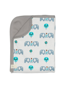 Păturică din bumbac organic Fresk - Elefant Blue