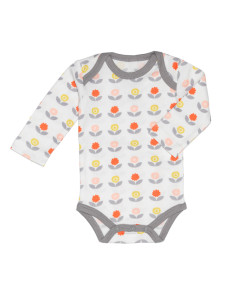 Body cu mânecă lungă din bumbac organic Fresk - Blomster Multicolor
