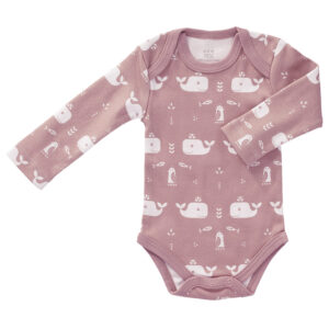 Body cu mânecă lungă din bumbac organic Fresk - Whale Mellow Rose
