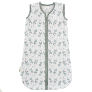 Sac de dormit din bumbac organic 100% cu exterior din muselină Fresk - Deer forest green