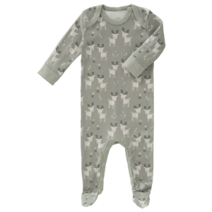 Pijamale cu talpă, din bumbac organic Fresk - Deer forest green