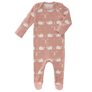 Pijamale cu talpă, din bumbac organic Fresk - Whale mellowrose