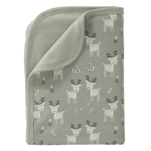 Păturică din bumbac organic Fresk - Deer forest green