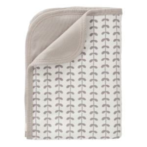Păturică din bumbac organic Fresk - Leaves Ash grey
