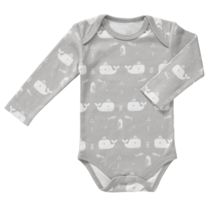 Body cu mânecă lungă, din bumbac organic Fresk - Whale down grey