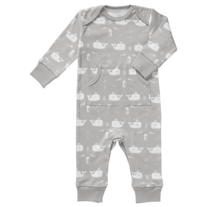 Pijamale până la gleznă din bumbac organic Fresk - Whale down grey