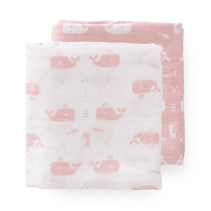 Set păturici de muselină pentru înfășat bebe Fresk - Whale mellowrose (120)