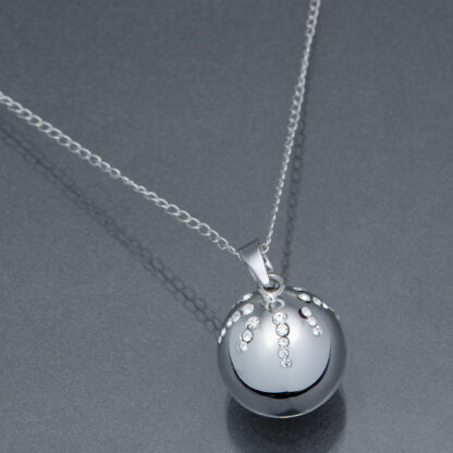 Bola argintiu glob-cristale Swarovski (lanț argint)