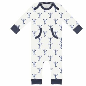 Pijamale fără talpă, din bumbac organic Fresk - Lobster indigo blue