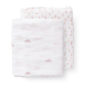 Set păturici de muselină pentru înfășat bebe Fresk - Rainbow rose (120x120)