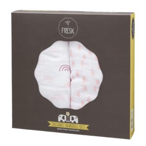 Set păturici de muselină pentru înfășat bebe Fresk - Rainbow rose (120x120)