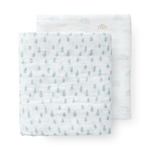 Set păturici de muselină pentru înfășat bebe Fresk - Rainbow blue (120x120)