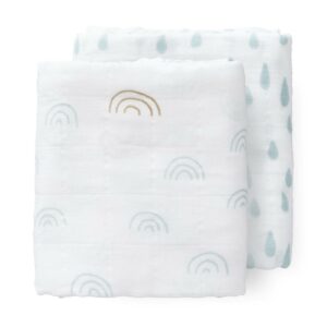 Set păturici de muselină pentru înfășat bebe Fresk - Rainbow blue (60x70)