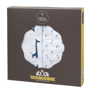Set păturici de muselină pentru înfășat - Fresk - Giraf indigo blue